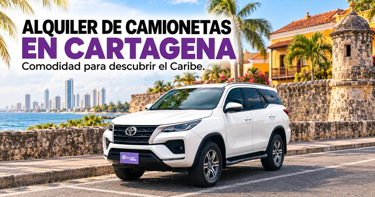 Alquiler de camionetas en Cartagena: Toyota Fortuner blanca frente a la muralla