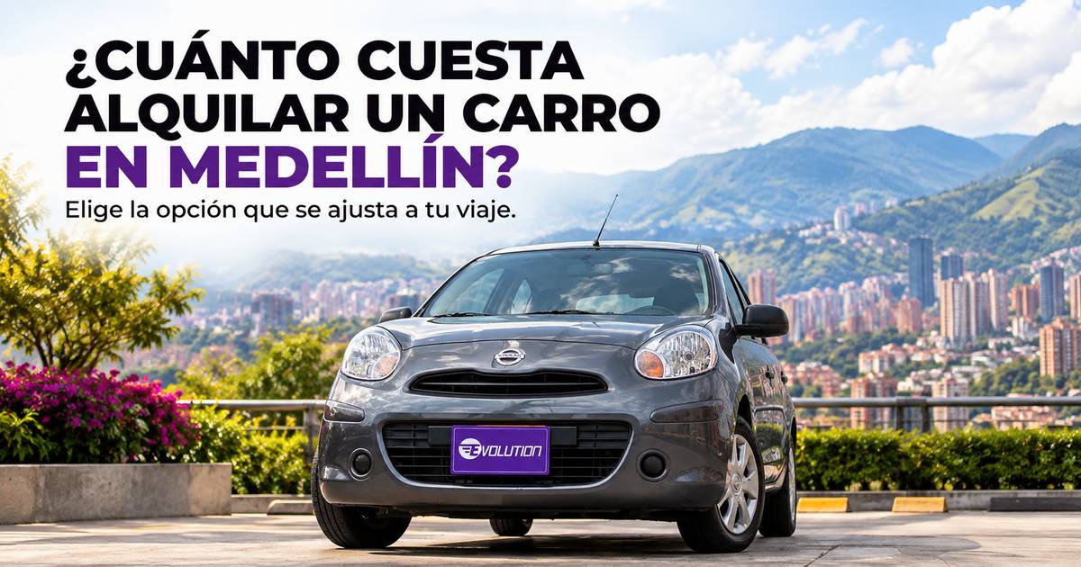 ¿Cuánto cuesta alquilar un carro en Medellín? Nissan March con vista a la ciudad