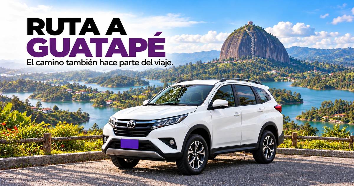 Ruta a Guatapé en carro desde Medellín: camioneta con vista a la Piedra del Peñol